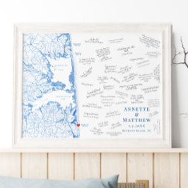 Bethany Beach Trouw Elegante gastboekposter Poster