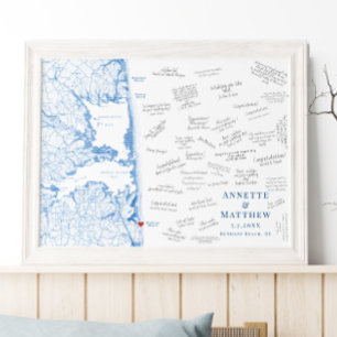 Bethany Beach Trouw Elegante gastboekposter Poster