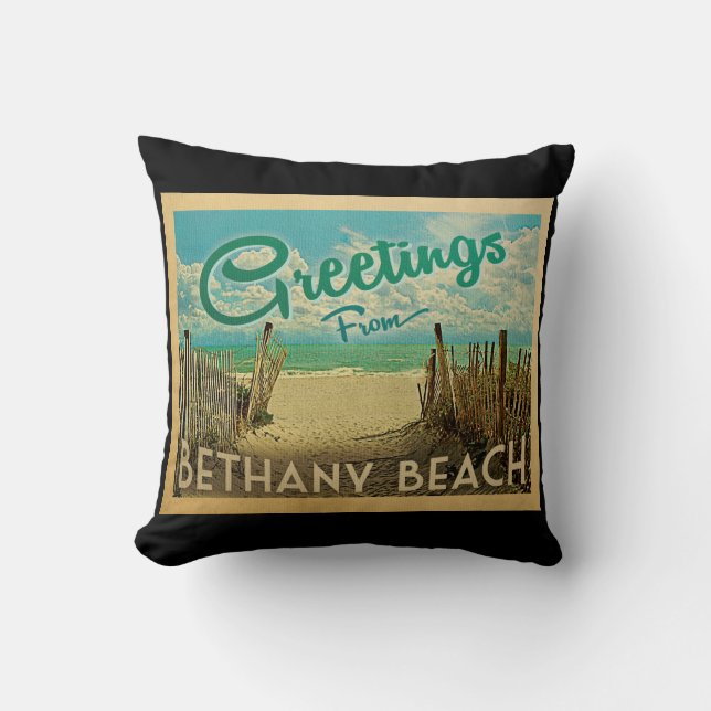 Bethany Beach Vintage Reis Kussen (Voorkant)