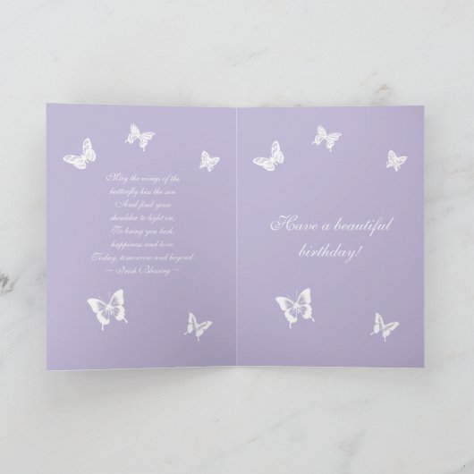 Bethany Butterflies Happy Birthday Ierse zegen Kaart (Binnen)