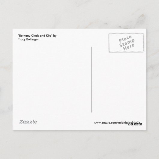 Bethany Clock en Kite Briefkaart (Achterkant)
