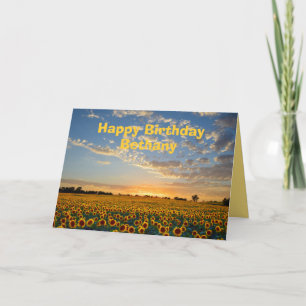 Bethany Happy Birthday Sunflower op Sunset Kaart