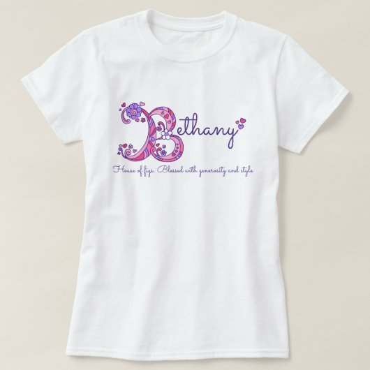 Bethany meisjes B naam betekent monogram shirt (Design voorkant)