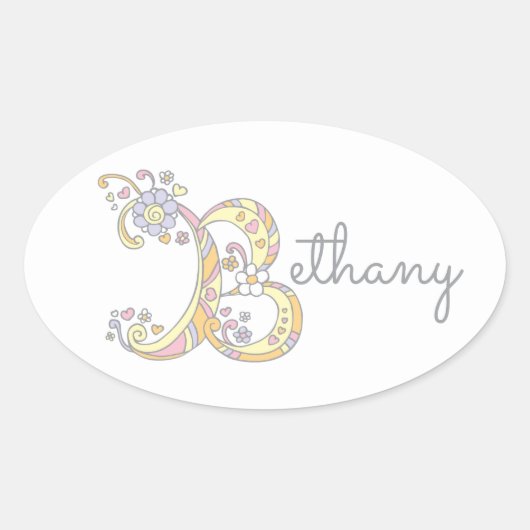 Bethany of jouw naam beginnend met B label (Voorkant)