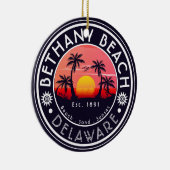 Bethany strand Delaware Sunset Beach Palm Tree 80s Keramisch Ornament (Rechts)