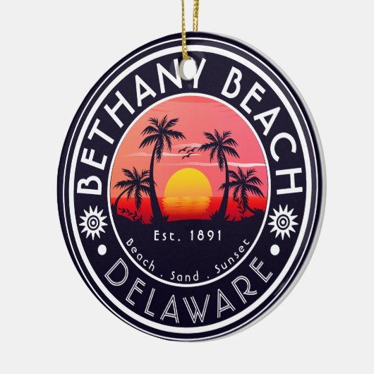 Bethany strand Delaware Sunset Beach Palm Tree 80s Keramisch Ornament (Links)