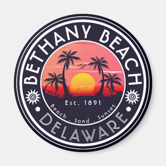 Bethany strand Delaware Sunset Beach Palm Tree 80s Magneet (Voorkant)