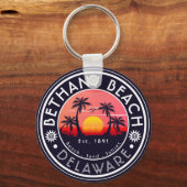 Bethany strand Delaware Sunset Beach Palm Tree 80s Sleutelhanger (Achterkant)