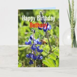 Bethany Texas Bluebonnet Gelukkige Verjaardag Kaart