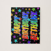 "BETHANY" voornaam, geun "HAPPY BIRTHDAY" Legpuzzel (Verticaal)