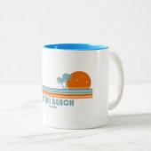 Bethel Beach Virginia Sun Palm Trees Tweekleurige Koffiemok (Voorkant rechts)