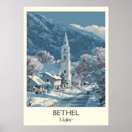 Bethel Maine  Winterdorp Sneeuwkunst Poster