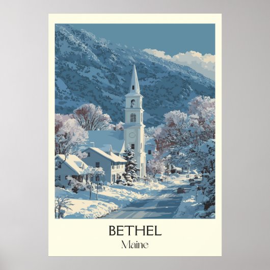Bethel Maine  Winterdorp Sneeuwkunst Poster (Voorkant)