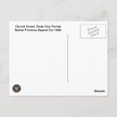 Bethel Primitive Baptist Dade City FL Briefkaart (Achterkant)