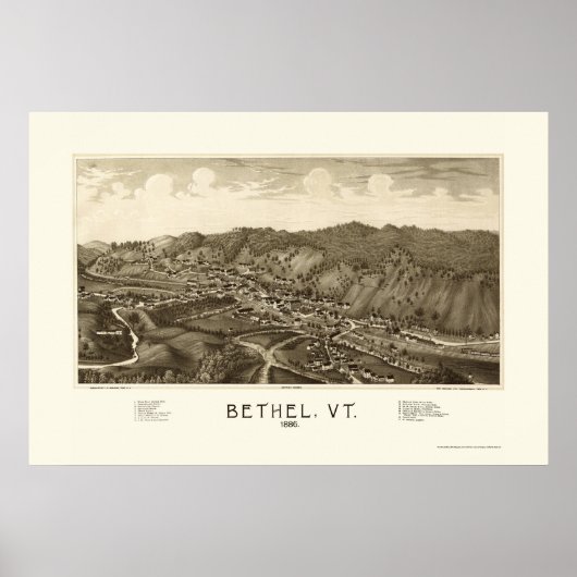 Bethel, VT Panorama Kaart - 1886 Poster (Voorkant)