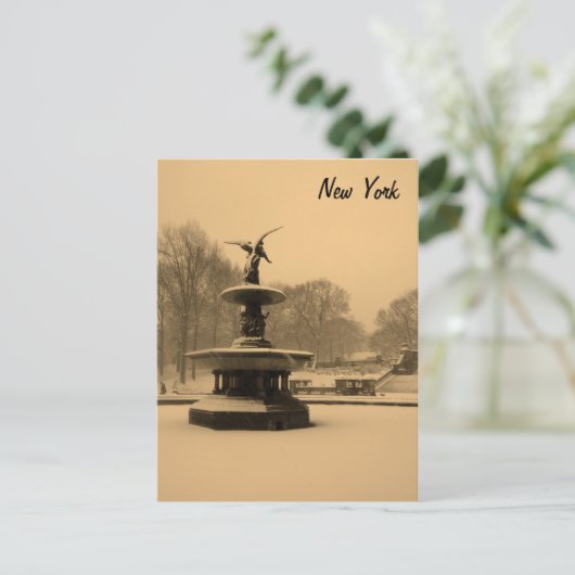 Bethesda-fontein in Winter Briefkaart (Staand voorkant)