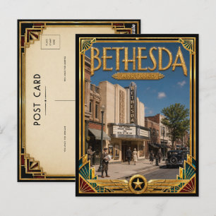 Bethesda Maryland Vintage Art Deco Gouden Tijdperk Briefkaart