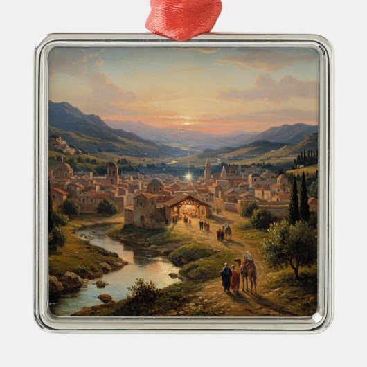 Bethlehem, Kerststal, Metalen Ornament (Voorkant)