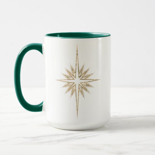 Bethlehem Kerstster Schrift Groene Kerst Mok (Links)
