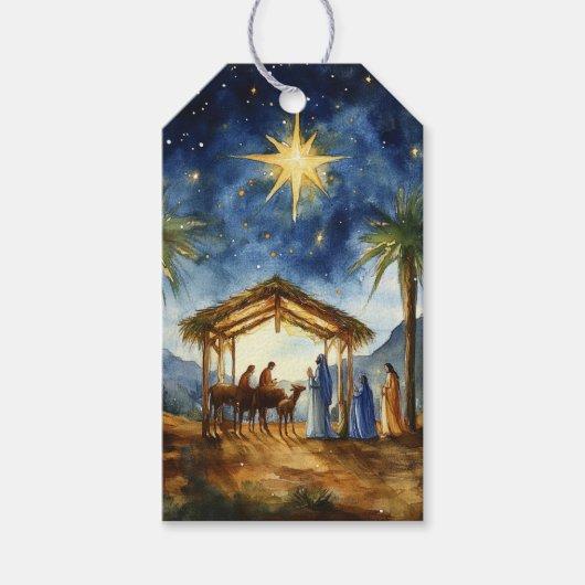 Bethlehem Nativity Night Scene Cadeaulabel (Voorkant)