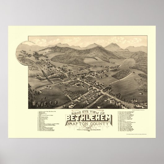 Bethlehem, NH Panoramic Map - 1883 Poster (Voorkant)
