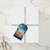 Bethlehem onder de kerstster cadeaulabel (Met Touw)