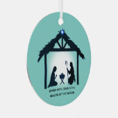 Bethlehem op lichtblauw metalen ornament (Voorkant Rechts)