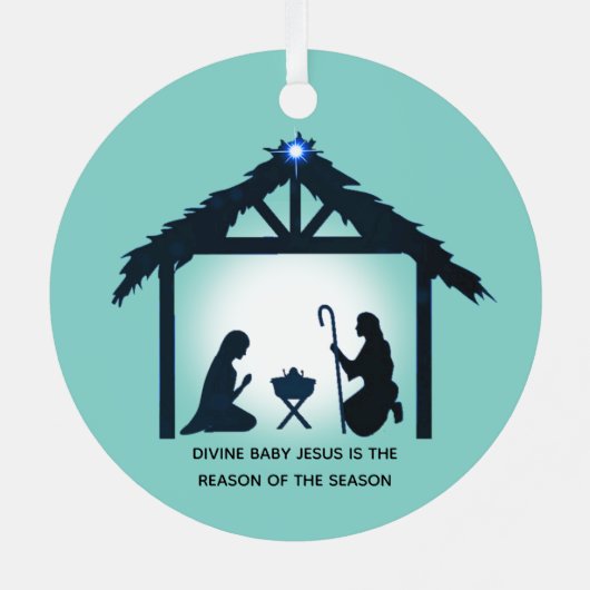 Bethlehem op Light Blue Metalen Ornament (Achterkant)