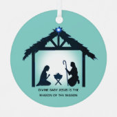 Bethlehem op Light Blue Metalen Ornament (Voorkant)