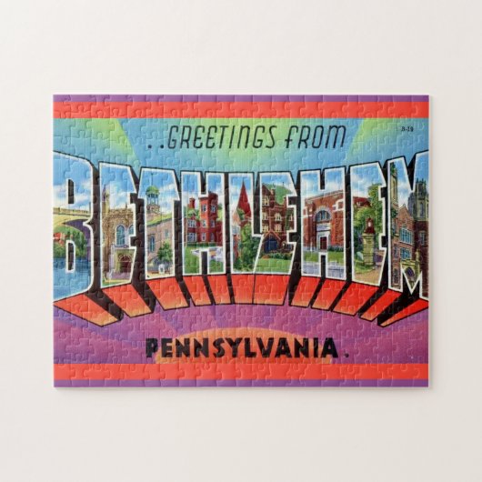 Bethlehem PA 11x14 ansichtkaart Legpuzzel (Horizontaal)