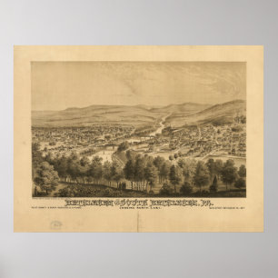Bethlehem Pennsylvania 1877 Antiek panoramische ka Poster