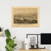 Bethlehem Pennsylvania 1877 Antiek panoramische ka Poster (Thuiskantoor)