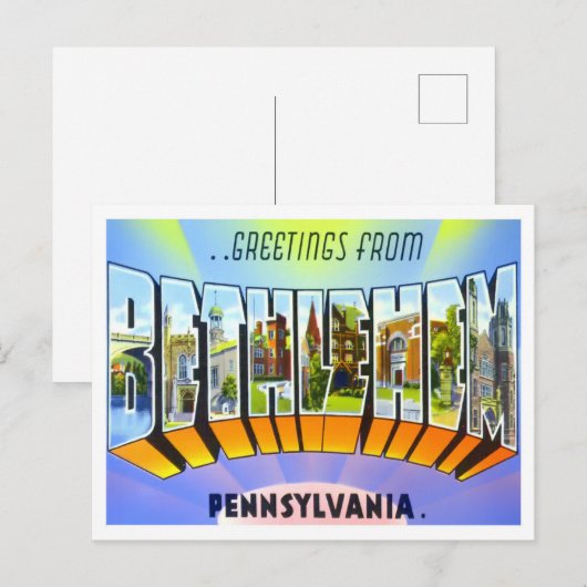 Bethlehem, Pennsylvania  Big Letters Briefkaart (Voorkant / Achterkant)