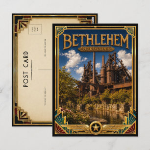 Bethlehem Pennsylvania Vintage Art Deco Gouden Tij Briefkaart