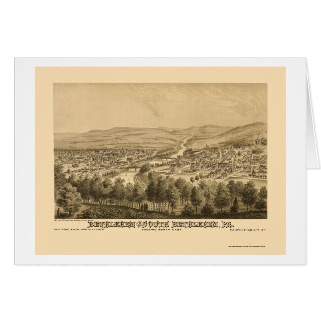 Bethlehem & South Bethlehem, PA Panoramic Map 1877 (Voorkant Horizontaal)