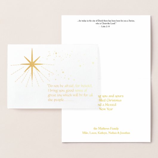 Bethlehem Star Christmas Gold Foil Kaart (Display)
