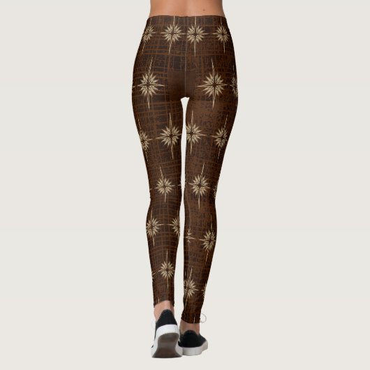 BETHLEHEM STAR Kerstmis Geboorte Patroon Bruin Leggings (Achterkant)