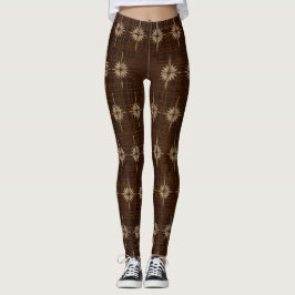 BETHLEHEM STAR Kerstmis Geboorte Patroon Bruin Leggings