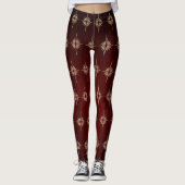 BETHLEHEM STAR Kerstmis Geboorte Patroon Mahonie Leggings (Voorkant)