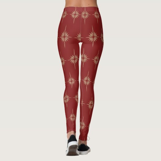 BETHLEHEM STAR Kerstmis Geboorte Patroon Rood Leggings (Achterkant)