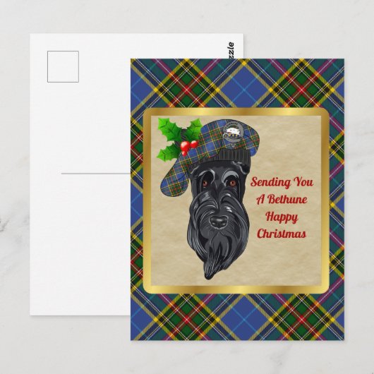 Bethune Clan Badge & Tartan Kerstmis Briefkaart (Voorkant / Achterkant)