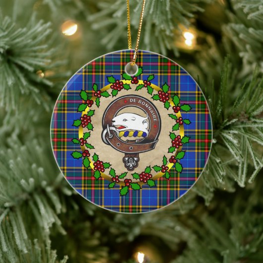 Bethune Clan Badge & Tartan Persoonlijke mas Keramisch Ornament (Boom)