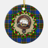 Bethune Clan Badge & Tartan Persoonlijke mas Keramisch Ornament (Voorkant)