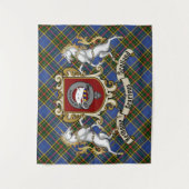 Bethune Clan Badge & Unicorns w & Tartan Wandkleed (Voorkant)