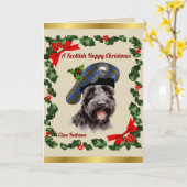 Bethune Scottie hond gepersonaliseerde Xmas Kaart (Gele Bloem)