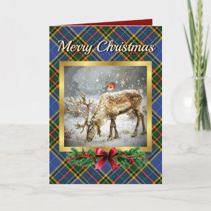 Bethune Stag & Robin Tartan gepersonaliseerd Feestdagen Kaart