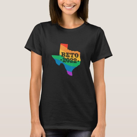 Beto 2022 LGBT Rainbow Texas Map Beto Orourke Elec T-shirt (Voorkant)