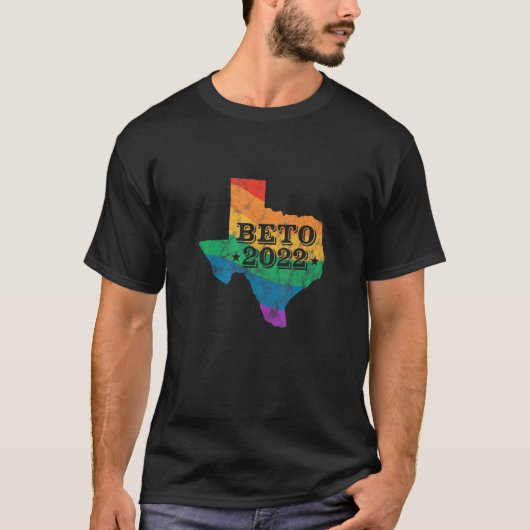 Beto 2022 LGBT Rainbow Texas Map Orourke Election T-shirt (Voorkant)