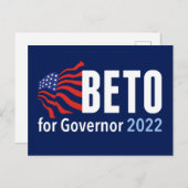 Beto O'Rourke for Governor 2022 Texas Election Briefkaart (Voorkant / Achterkant)