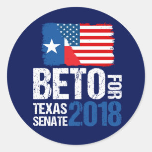 Beto O'Rourke for Texas Senate 2018 Verkiezingen Ronde Sticker